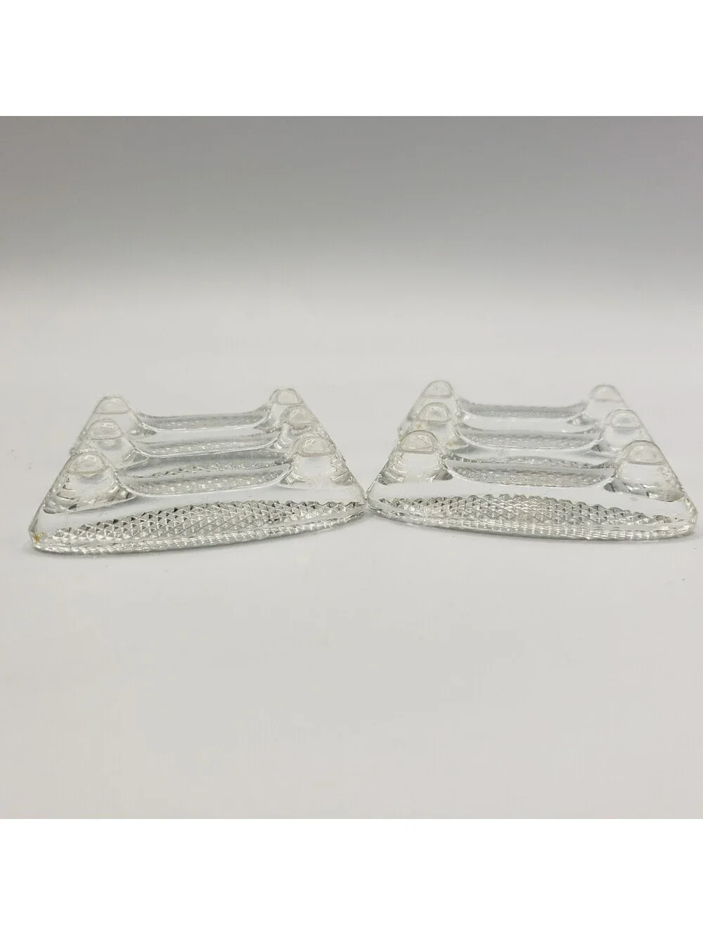 Set of 6 Vintage Clear Glass Knife Rests Placecard Holder Crown E&R W Germany